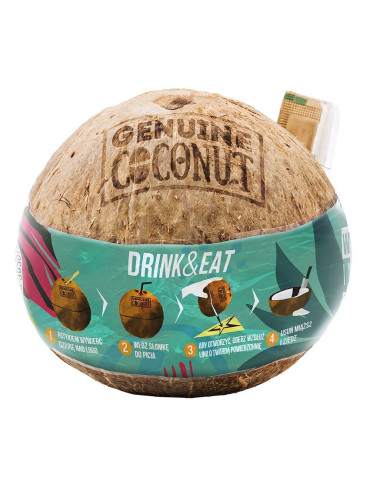 KOKOS BIO ZE SŁOMKĄ (około 0,75 kg) - GENUINE COCONUT
