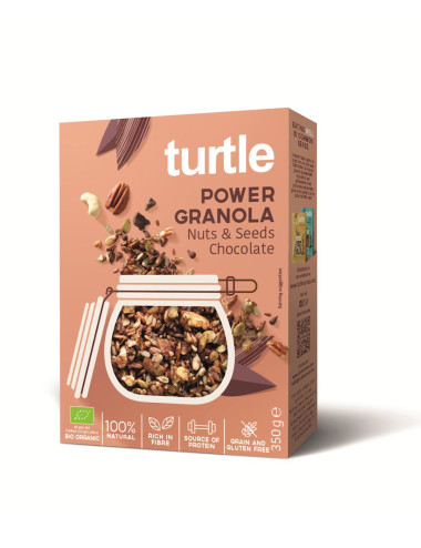 GRANOLA CZEKOLADOWO - ORZECHOWA Z NASIONAMI BEZGLUTENOWA BIO 350 g - TURTLE